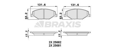 AA0258 BRAXIS Комплект тормозных колодок, дисковый тормоз