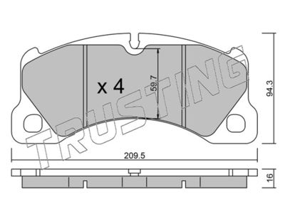 9730 TRUSTING Комплект тормозных колодок, дисковый тормоз