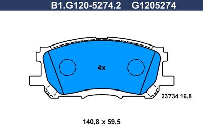 B1G12052742 GALFER Комплект тормозных колодок, дисковый тормоз