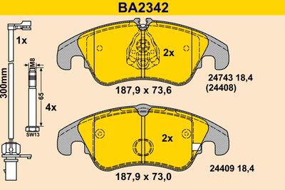 BA2342 BARUM Комплект тормозных колодок, дисковый тормоз