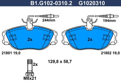 B1G10203102 GALFER Комплект тормозных колодок, дисковый тормоз