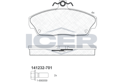 141232701 ICER Комплект тормозных колодок, дисковый тормоз