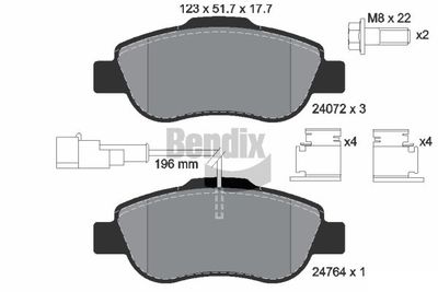 BPD1098 BENDIX Braking Комплект тормозных колодок, дисковый тормоз