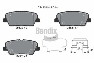 BPD2247 BENDIX Braking Комплект тормозных колодок, дисковый тормоз