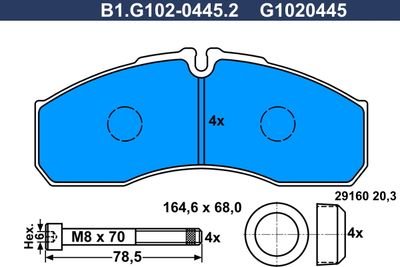 B1G10204452 GALFER Комплект тормозных колодок, дисковый тормоз