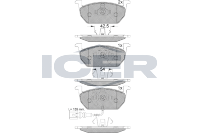 182189 ICER Комплект тормозных колодок, дисковый тормоз