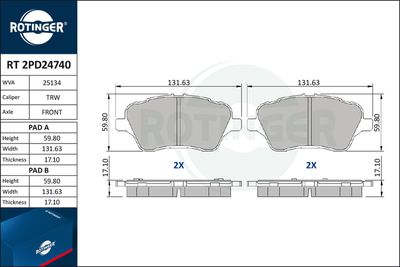 RT2PD24740 ROTINGER Комплект тормозных колодок, дисковый тормоз