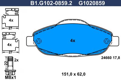 B1G10208592 GALFER Комплект тормозных колодок, дисковый тормоз