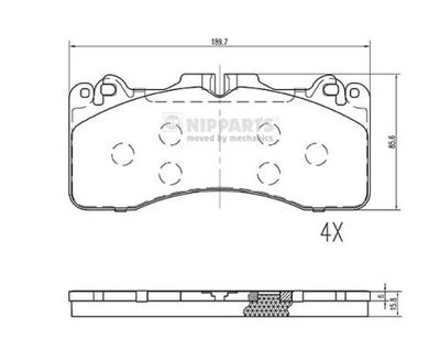 N3602152 NIPPARTS Комплект тормозных колодок, дисковый тормоз