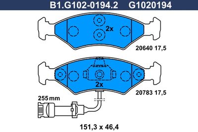 B1G10201942 GALFER Комплект тормозных колодок, дисковый тормоз