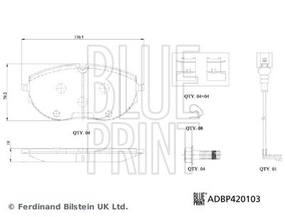 ADBP420103 BLUE PRINT Комплект тормозных колодок, дисковый тормоз