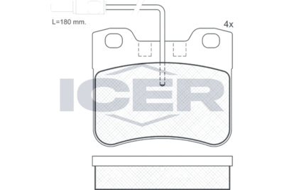 180788202 ICER Комплект тормозных колодок, дисковый тормоз