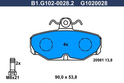 B1G10200282 GALFER Комплект тормозных колодок, дисковый тормоз