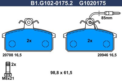 B1G10201752 GALFER Комплект тормозных колодок, дисковый тормоз