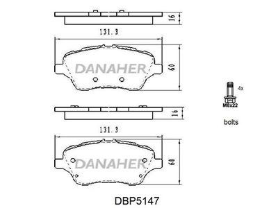DBP5147 DANAHER Комплект тормозных колодок, дисковый тормоз