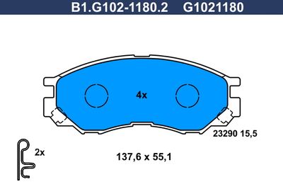 B1G10211802 GALFER Комплект тормозных колодок, дисковый тормоз