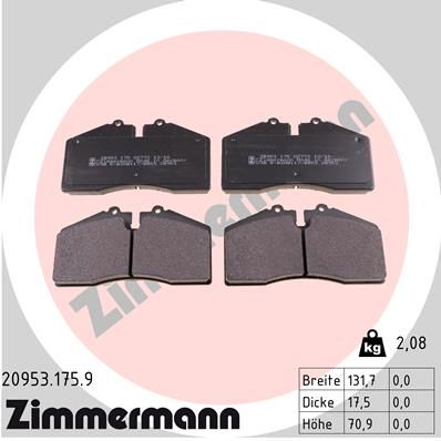 209531759 ZIMMERMANN Комплект тормозных колодок, дисковый тормоз