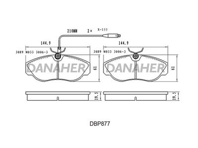 DBP877 DANAHER Комплект тормозных колодок, дисковый тормоз