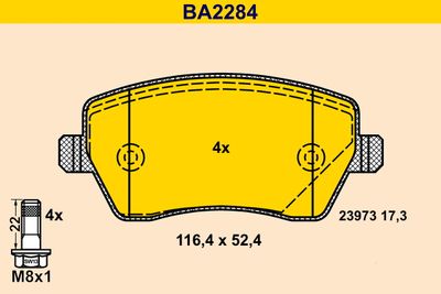 BA2284 BARUM Комплект тормозных колодок, дисковый тормоз