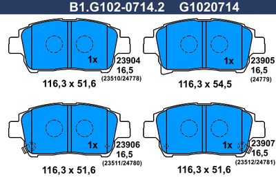 B1G10207142 GALFER Комплект тормозных колодок, дисковый тормоз