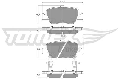 TX1629 TOMEX Brakes Комплект тормозных колодок, дисковый тормоз