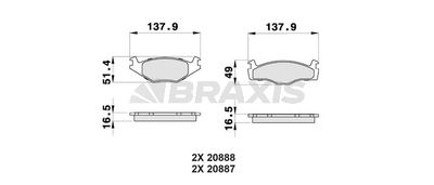 AB0026 BRAXIS Комплект тормозных колодок, дисковый тормоз