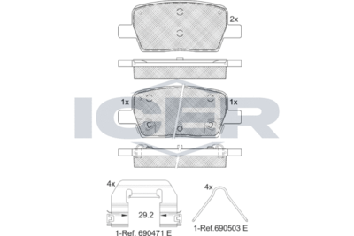 182278 ICER Комплект тормозных колодок, дисковый тормоз