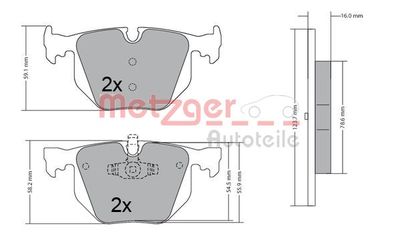 1170318 METZGER Комплект тормозных колодок, дисковый тормоз