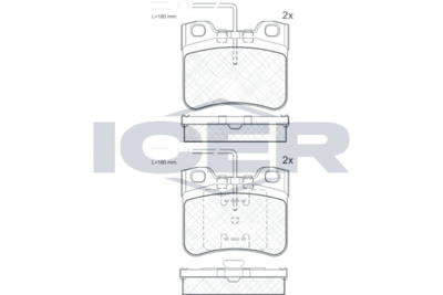 180788 ICER Комплект тормозных колодок, дисковый тормоз