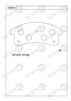 KD6018 ASIMCO Комплект тормозных колодок, дисковый тормоз
