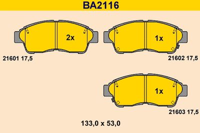 BA2116 BARUM Комплект тормозных колодок, дисковый тормоз