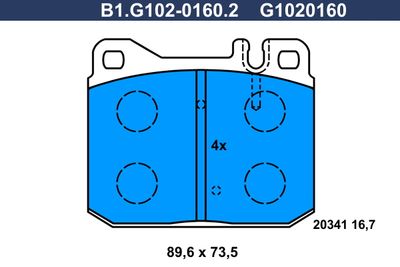 B1G10201602 GALFER Комплект тормозных колодок, дисковый тормоз
