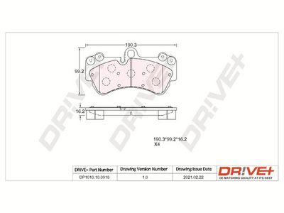 DP1010100918 Dr!ve+ Комплект тормозных колодок, дисковый тормоз