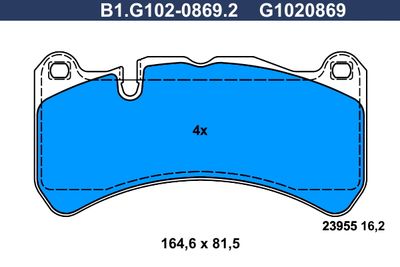 B1G10208692 GALFER Комплект тормозных колодок, дисковый тормоз
