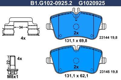 B1G10209252 GALFER Комплект тормозных колодок, дисковый тормоз