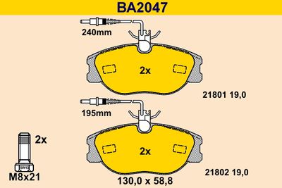 BA2047 BARUM Комплект тормозных колодок, дисковый тормоз