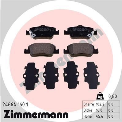 246641601 ZIMMERMANN Комплект тормозных колодок, дисковый тормоз