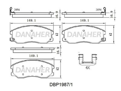 DBP19871 DANAHER Комплект тормозных колодок, дисковый тормоз