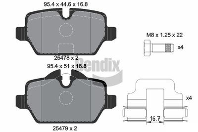 BPD1192 BENDIX Braking Комплект тормозных колодок, дисковый тормоз