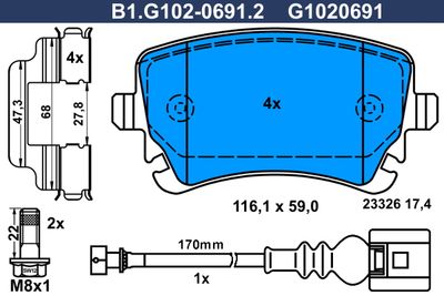 B1G10206912 GALFER Комплект тормозных колодок, дисковый тормоз