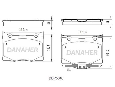 DBP5046 DANAHER Комплект тормозных колодок, дисковый тормоз