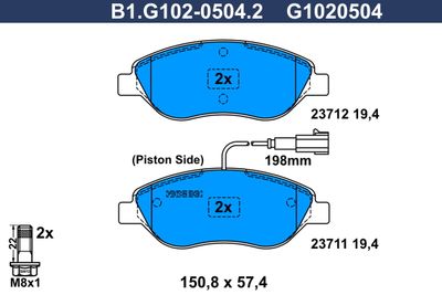 B1G10205042 GALFER Комплект тормозных колодок, дисковый тормоз
