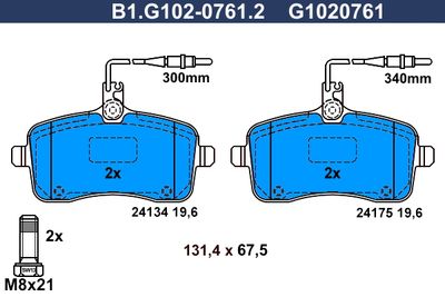 B1G10207612 GALFER Комплект тормозных колодок, дисковый тормоз