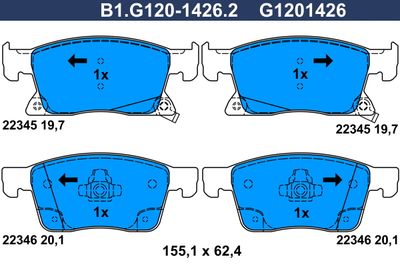 B1G12014262 GALFER Комплект тормозных колодок, дисковый тормоз