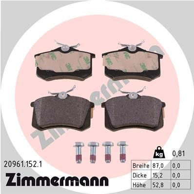 209611521 ZIMMERMANN Комплект тормозных колодок, дисковый тормоз