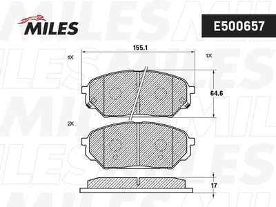 E500657 MILES Комплект тормозных колодок, дисковый тормоз