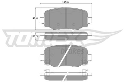 TX1819 TOMEX Brakes Комплект тормозных колодок, дисковый тормоз