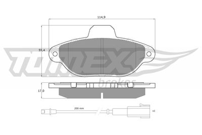 TX1596 TOMEX Brakes Комплект тормозных колодок, дисковый тормоз