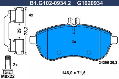 B1G10209342 GALFER Комплект тормозных колодок, дисковый тормоз