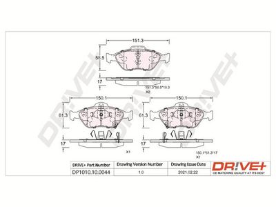 DP1010100044 Dr!ve+ Комплект тормозных колодок, дисковый тормоз